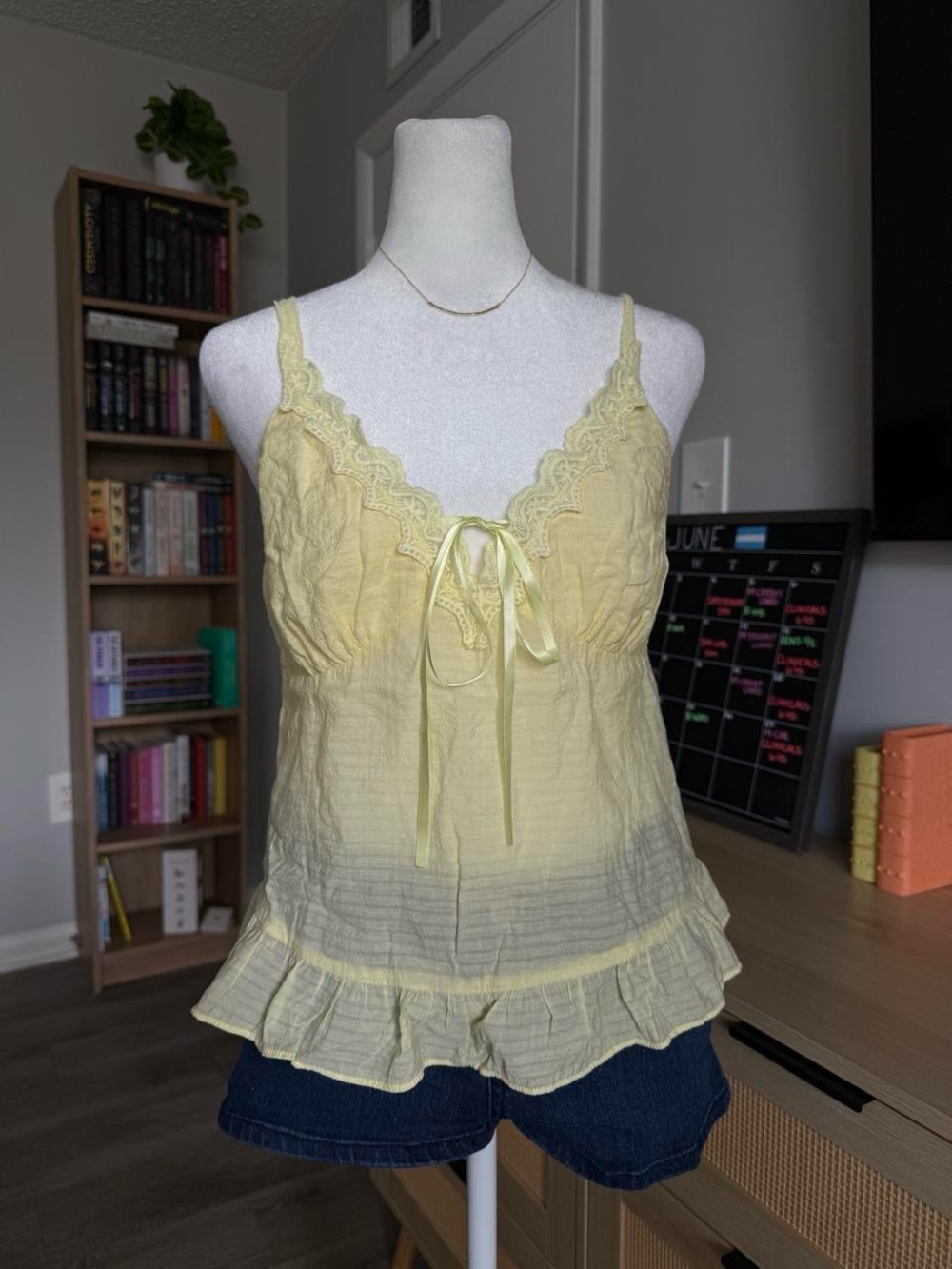 your favorite by pacsun yellow sheer babydoll cami top